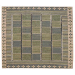 India Swedish Collection Area Rugs - Wool Blue Green Ivory - 96243