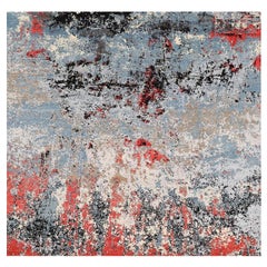 Afghanistan Abadeh Area Rugs - Wool Blue Ivory Red Design - 93294