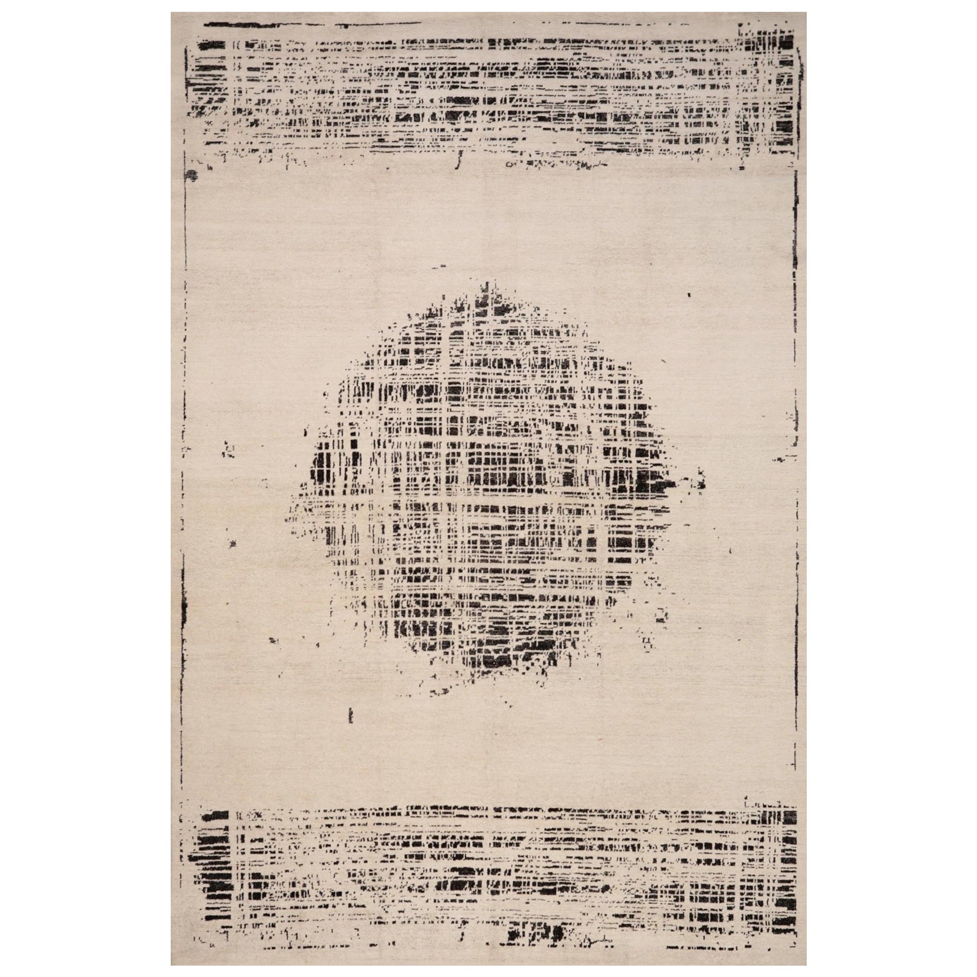 Turkey Moroccan Area Rugs - Wool Black Ivory Design - 99616