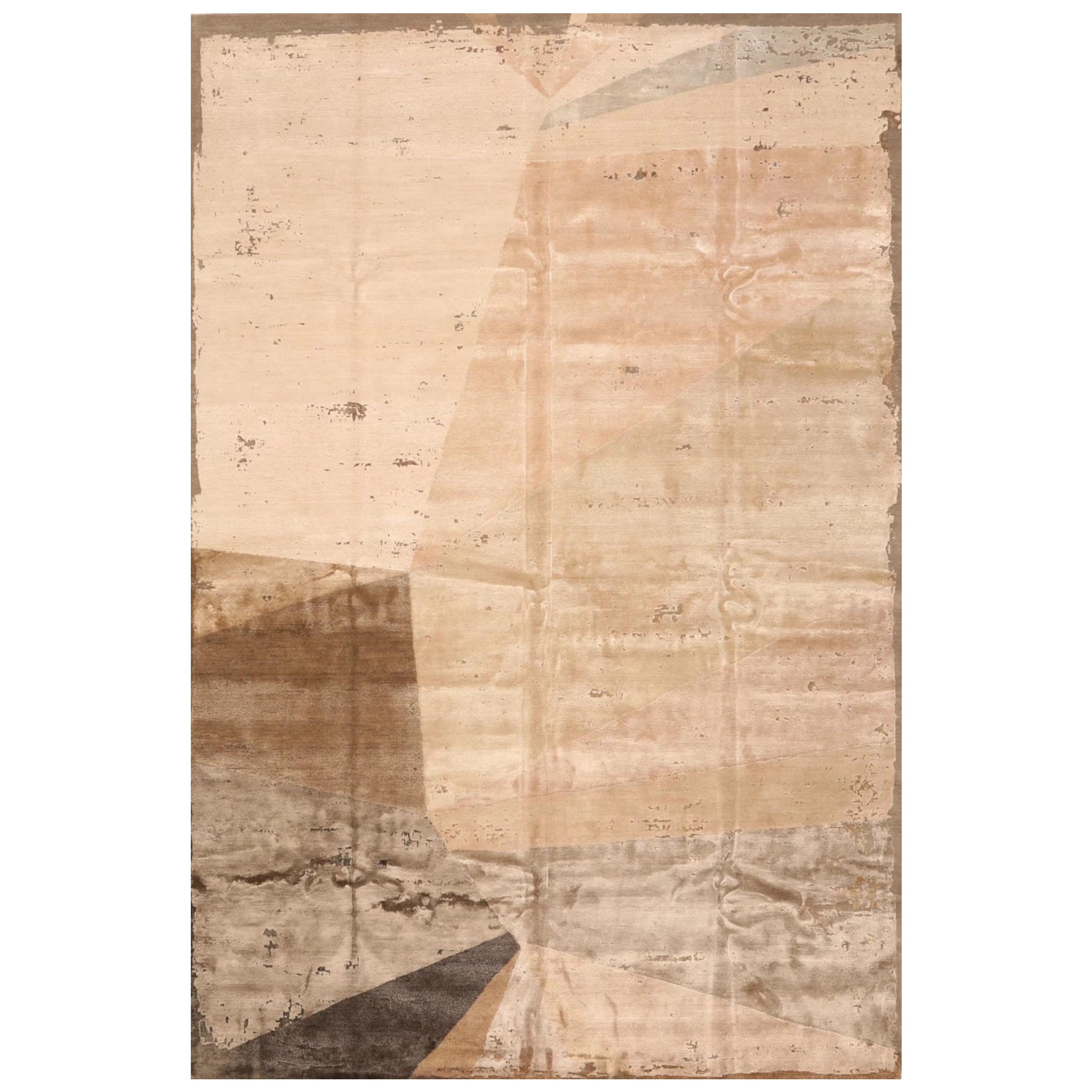 India India Area Rugs - Wool Brown Ivory Taupe Design - 99637