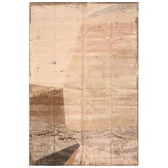Tapis de sol de l'Inde - Laine Brown Ivory Taupe Design - 99637