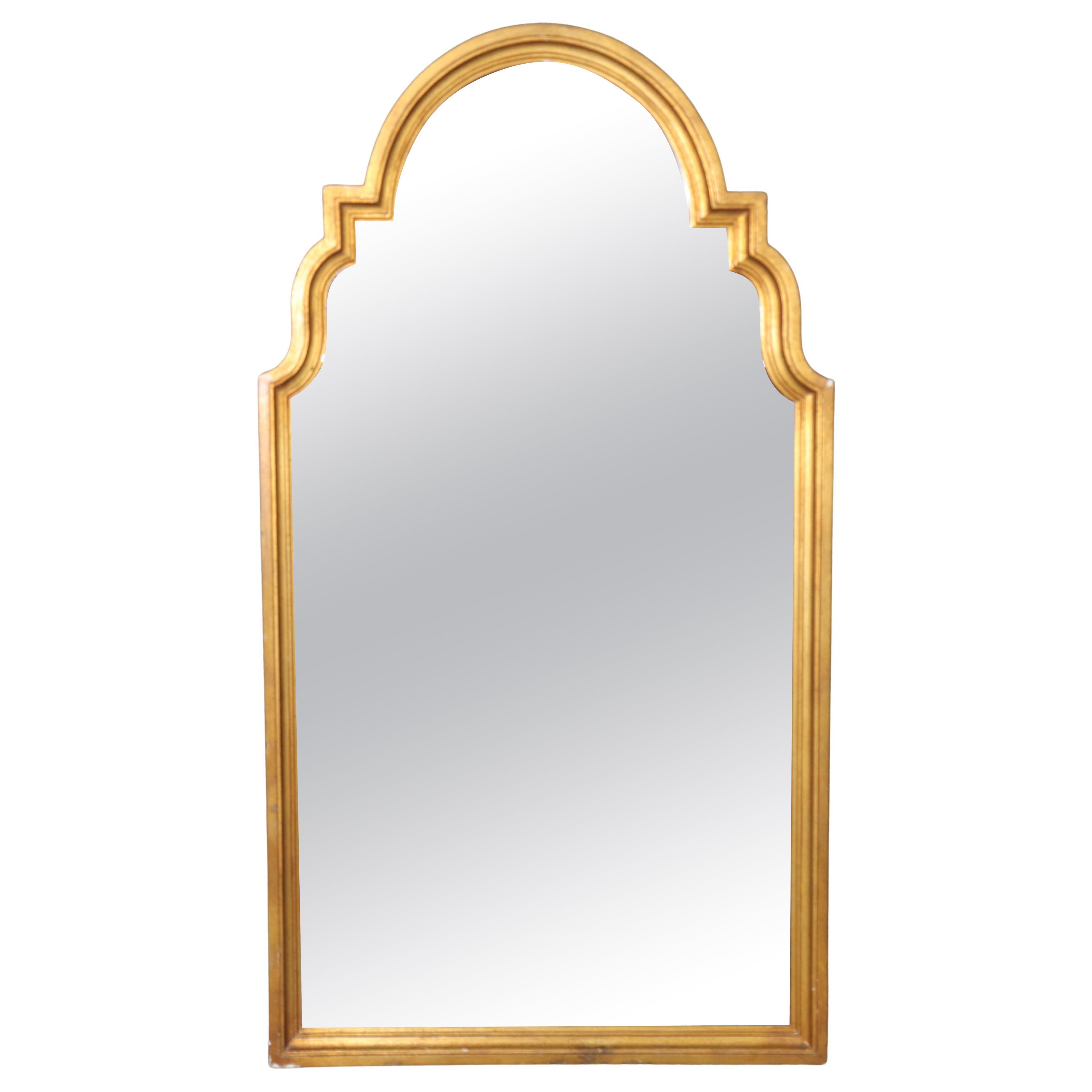 Hollywood Regency Style Gold Gilt Carved Wall Mirror By Friedman Brothers For Sale
