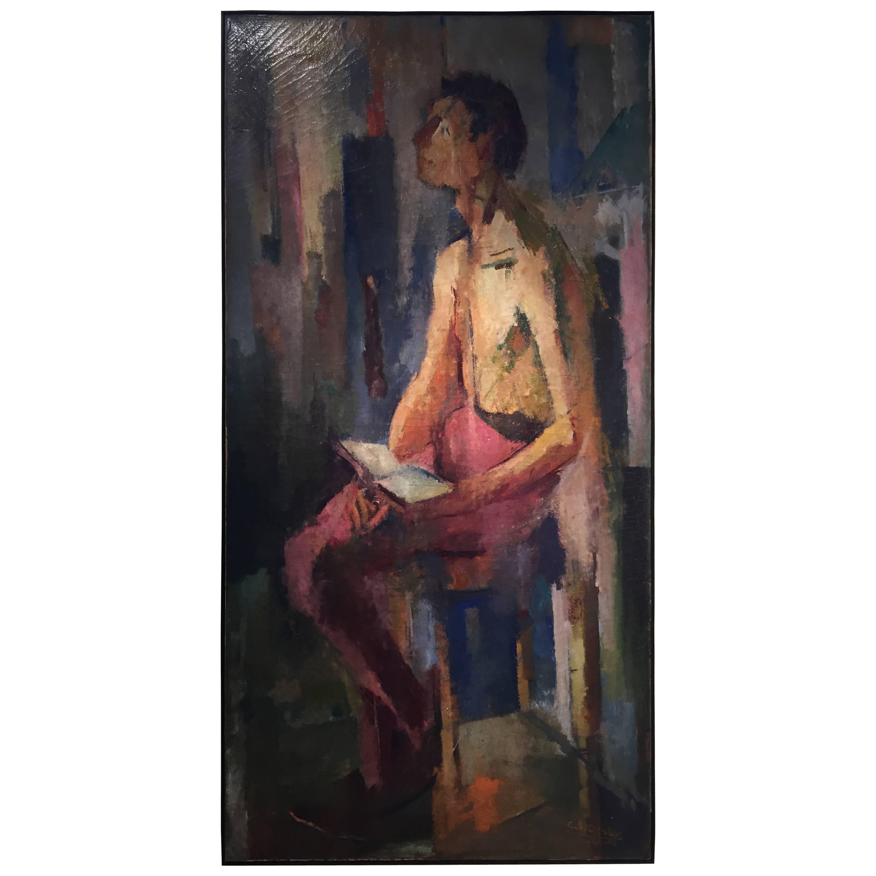 Gemälde "Sitzender Mann" von Oduber Arosemena, " im Angebot