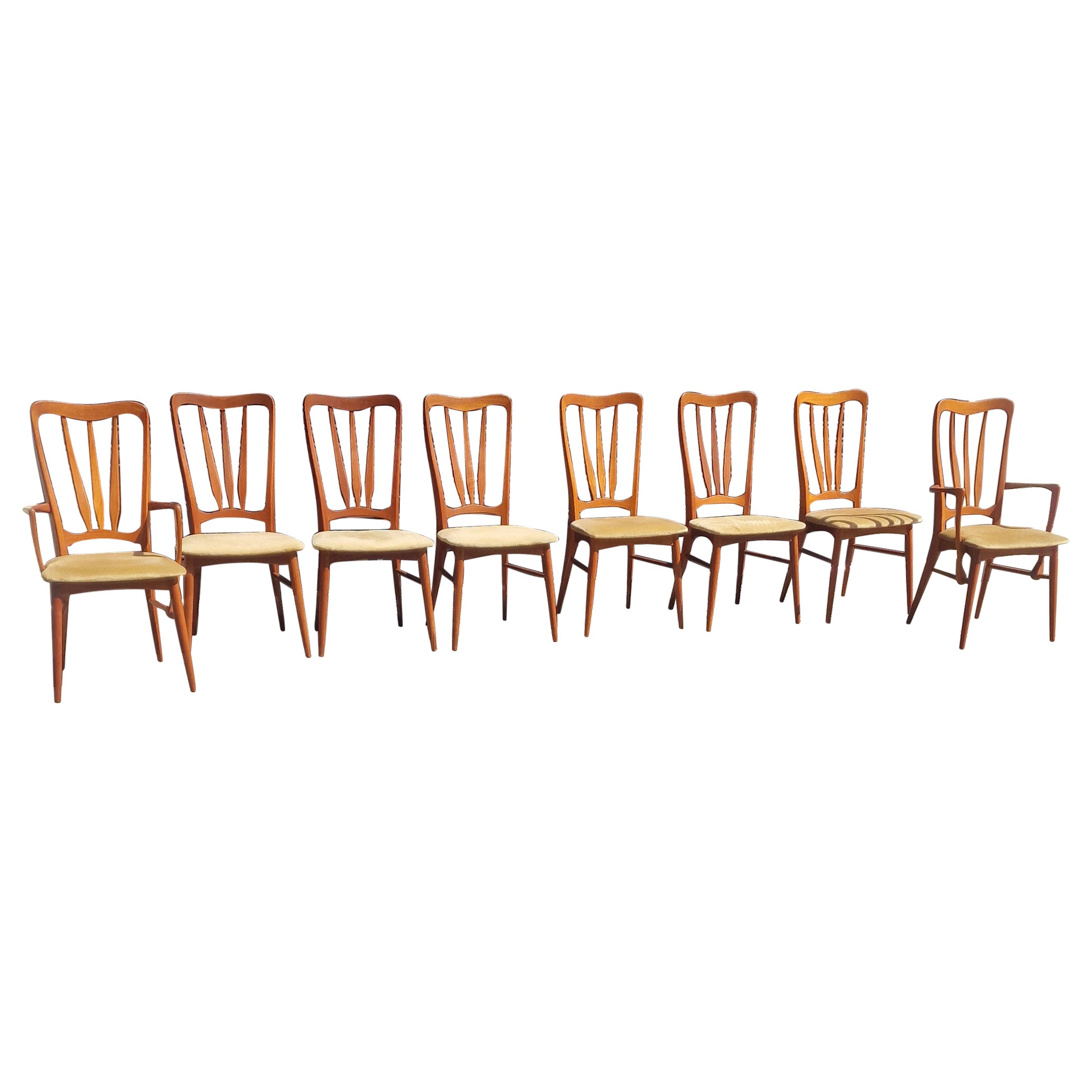 1960s Danish set of 8 dining chairs by Niel Koefoed