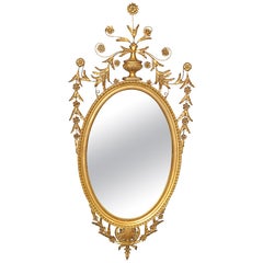 Italian Rococo Style Carved Gold Gilt Mirror With Floral Decorations