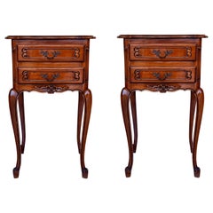 French Bedside Tables with Cabriole Legs, 1950s, Set of 2