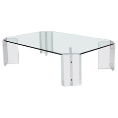 LUCITE AND GLASS COFFEE TABLE BY KARL SPRINGER, 1970er Jahre