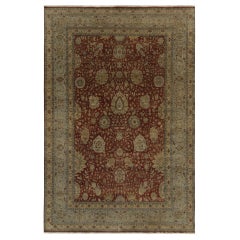 Rug & Kilim’s Classic Tabriz style rug with Beige & Blue Florals on Rust Red