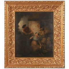 Original Oil on Panel, the Cat & Mouse Attributed to Joseph Paulman, 1821