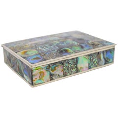 Vintage Abalone and Silver Plate Box by Alpaca of Mexico