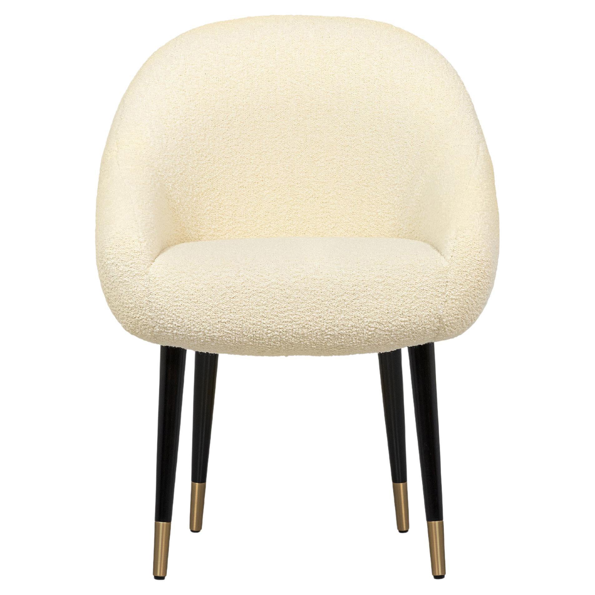 Niemeyer Dining Chair Bouclé Bronzed Brass, Insidherland by Joana Santos Barbosa For Sale