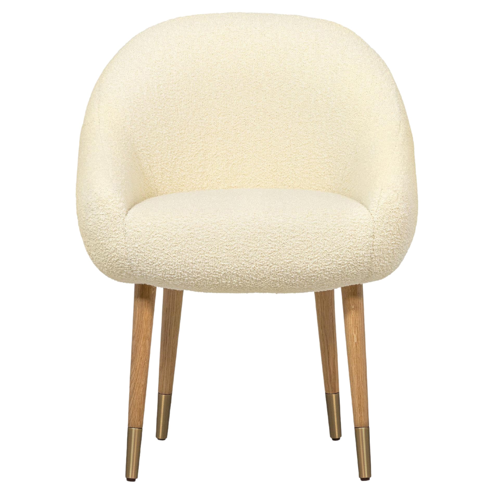 Niemeyer Dining Chair, Bouclé, Oak & Brass, Insidherland by Joana Santos Barbosa