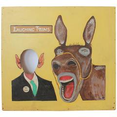 1950s Hand-Painted Carnival Cutout "Laughing Twins"