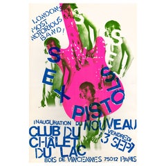 Sex Pistols Original Vintage Concert Poster for Club Chalet du Lac, Paris, 1976