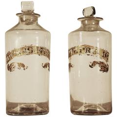 Antique Pair of Early Blown Glass Apothecary Bottles