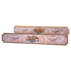 Pair of 19th Century French Hand Painted Wooden Trompe L'Oeil Wall Panels