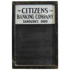 Vintage 1930s Advertising Chalkboard for the Citizens Banking Company
