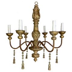 Italienischer Giltwood-Kronleuchter mit sechs Lichtern