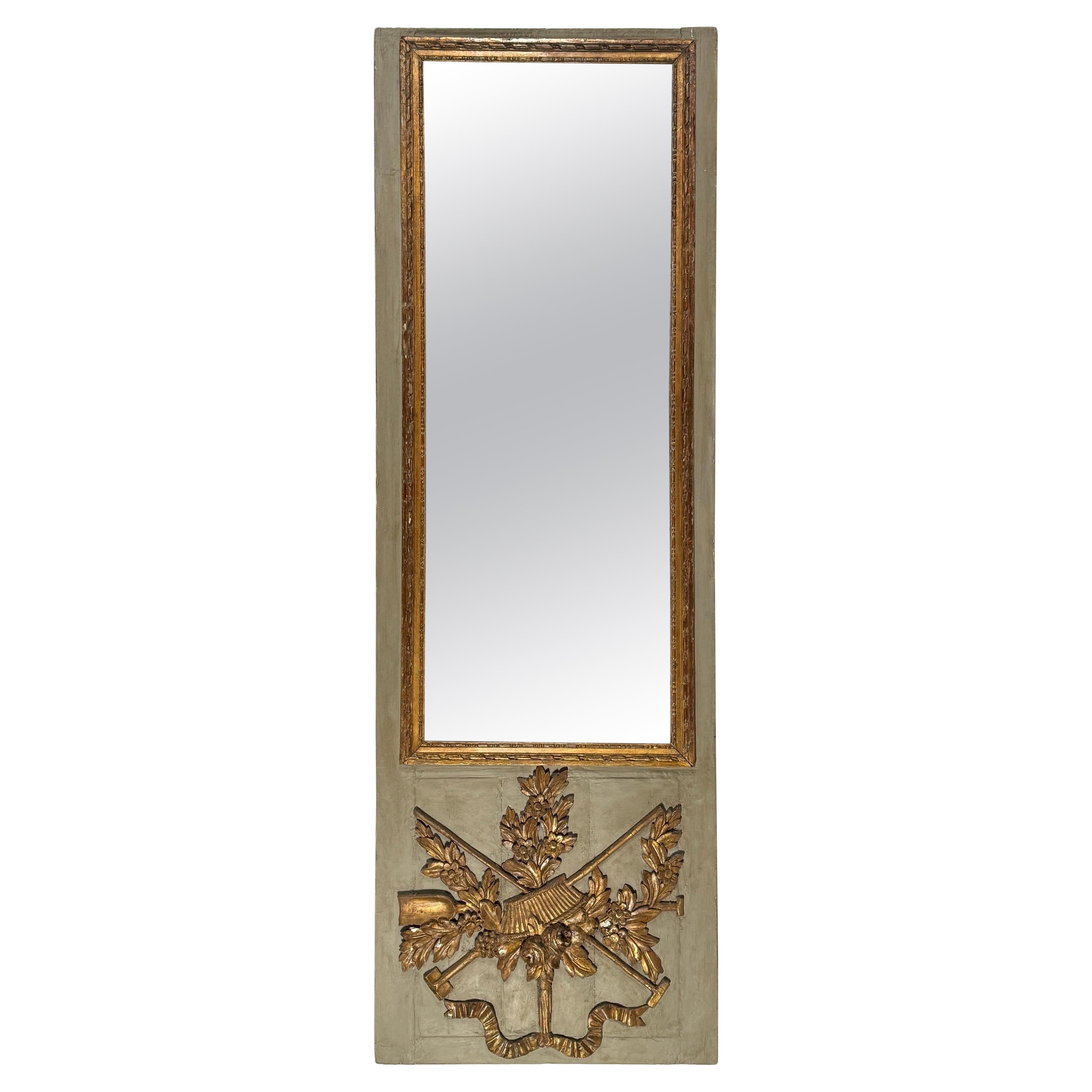 18th Century French Louis XVI Painted Trumeau Mirror