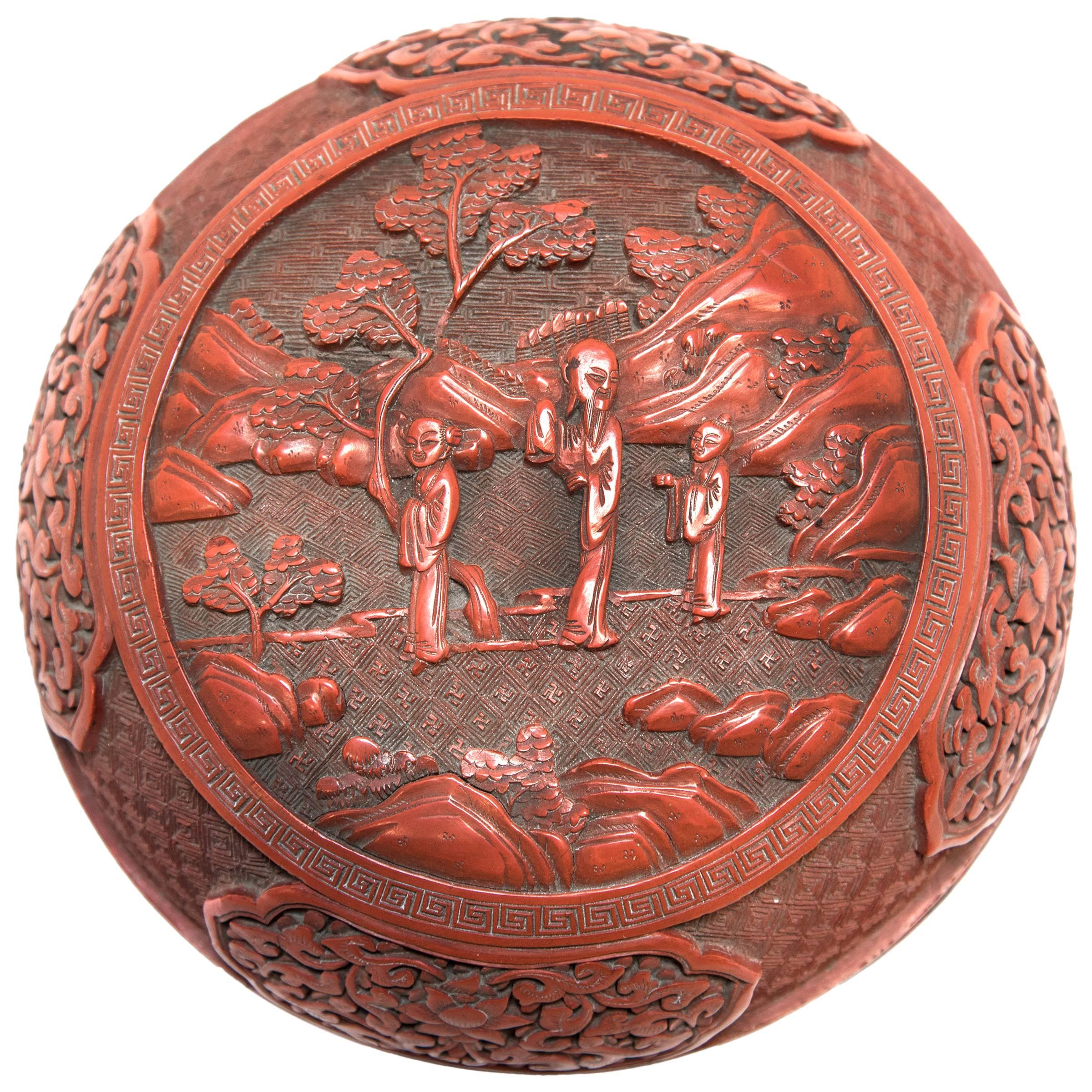 Early 19th Century Chinese Domed Cinnabar Box