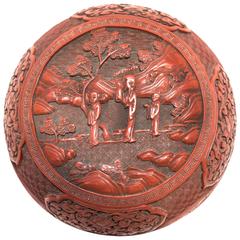 Antique Early 19th Century Chinese Domed Cinnabar Box