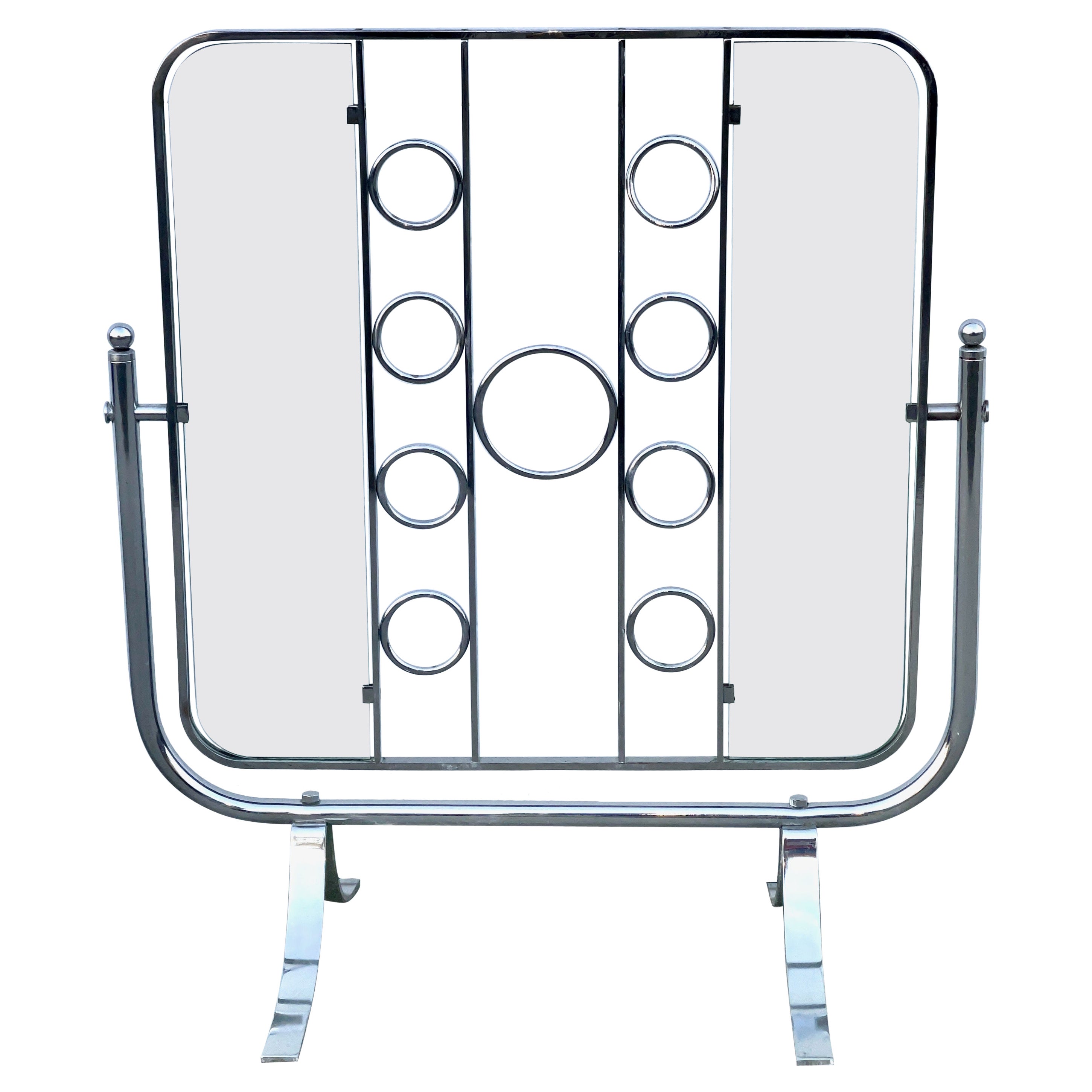 Pantalla Giroscópica para Chimenea Bauhaus de Cromo y Cristal en venta