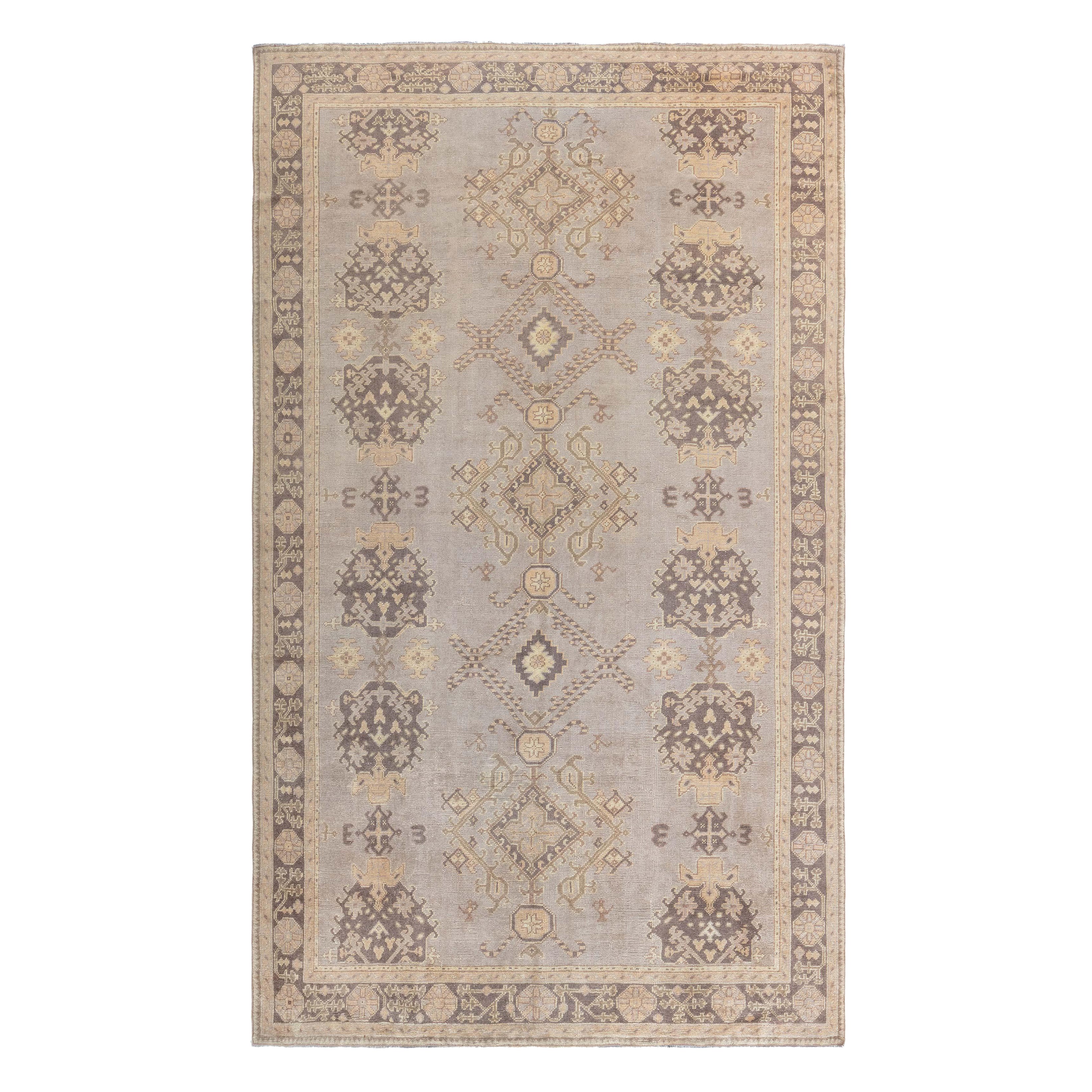 Doris Leslie Blau Alfombra turca de lana hecha a mano Oushak de principios del siglo XX
