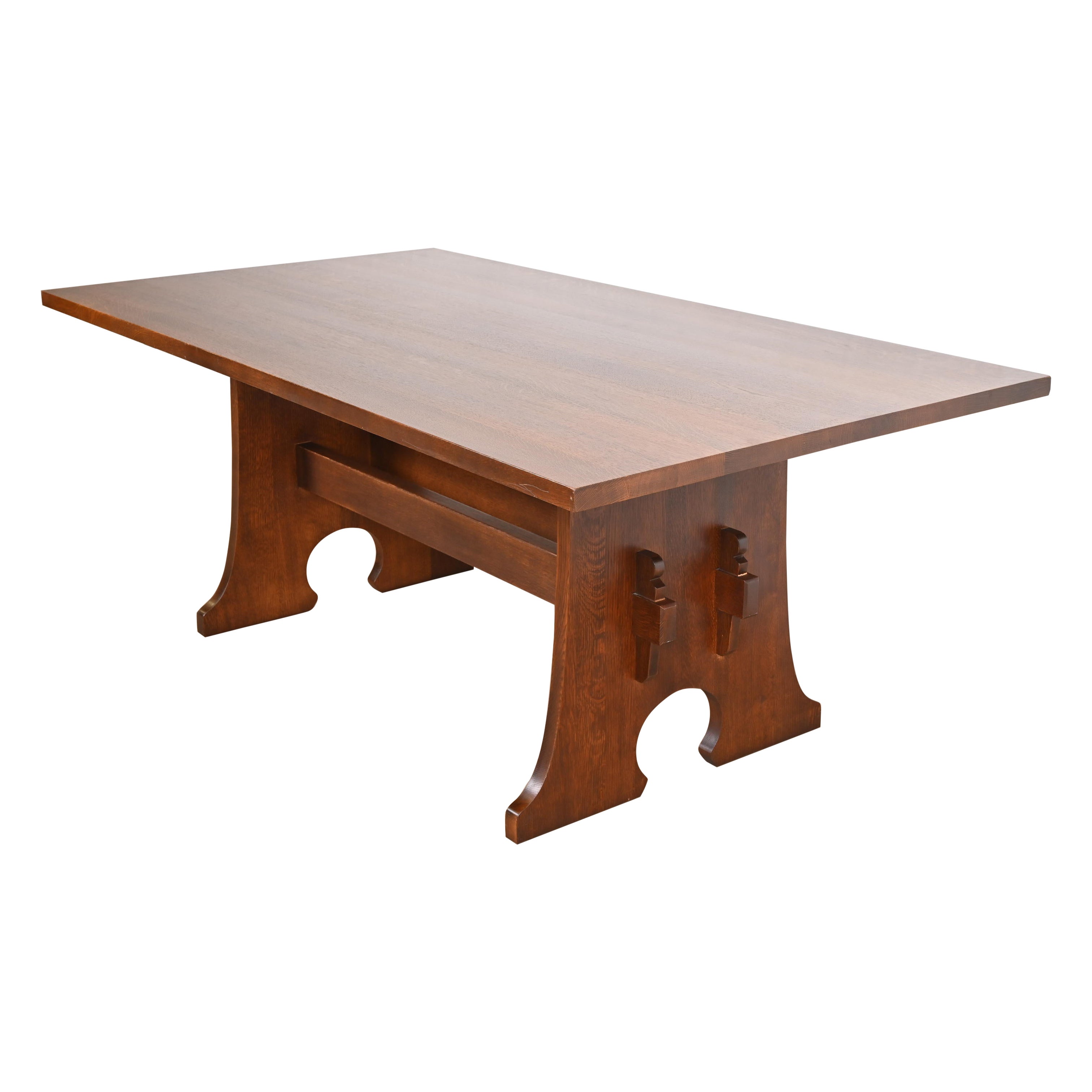Tavolo da pranzo a cavalletto Stickley Mission Arts & Crafts in Oak