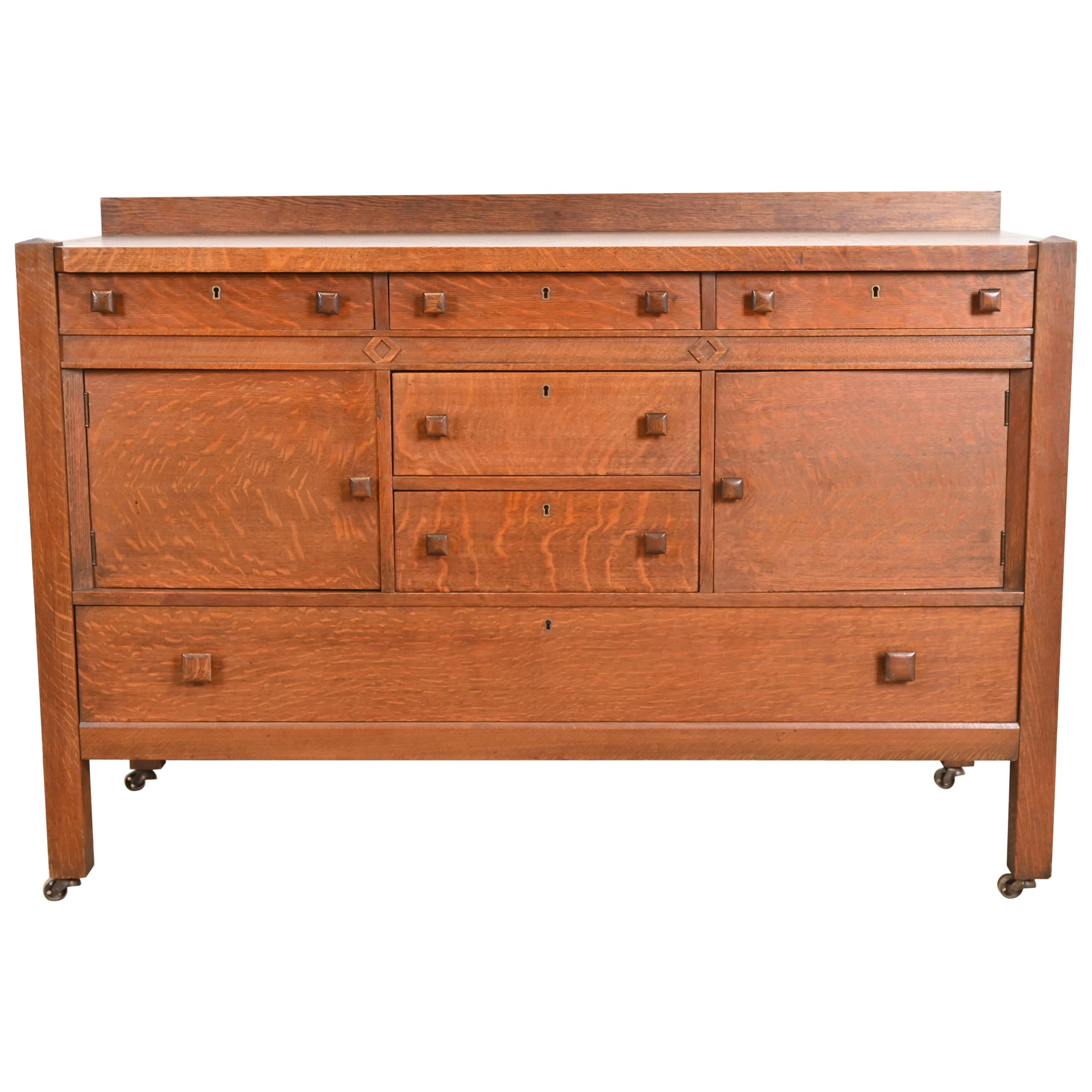Stickley Brothers Style Antique Mission Tiger Oak Arts & Crafts Sideboard