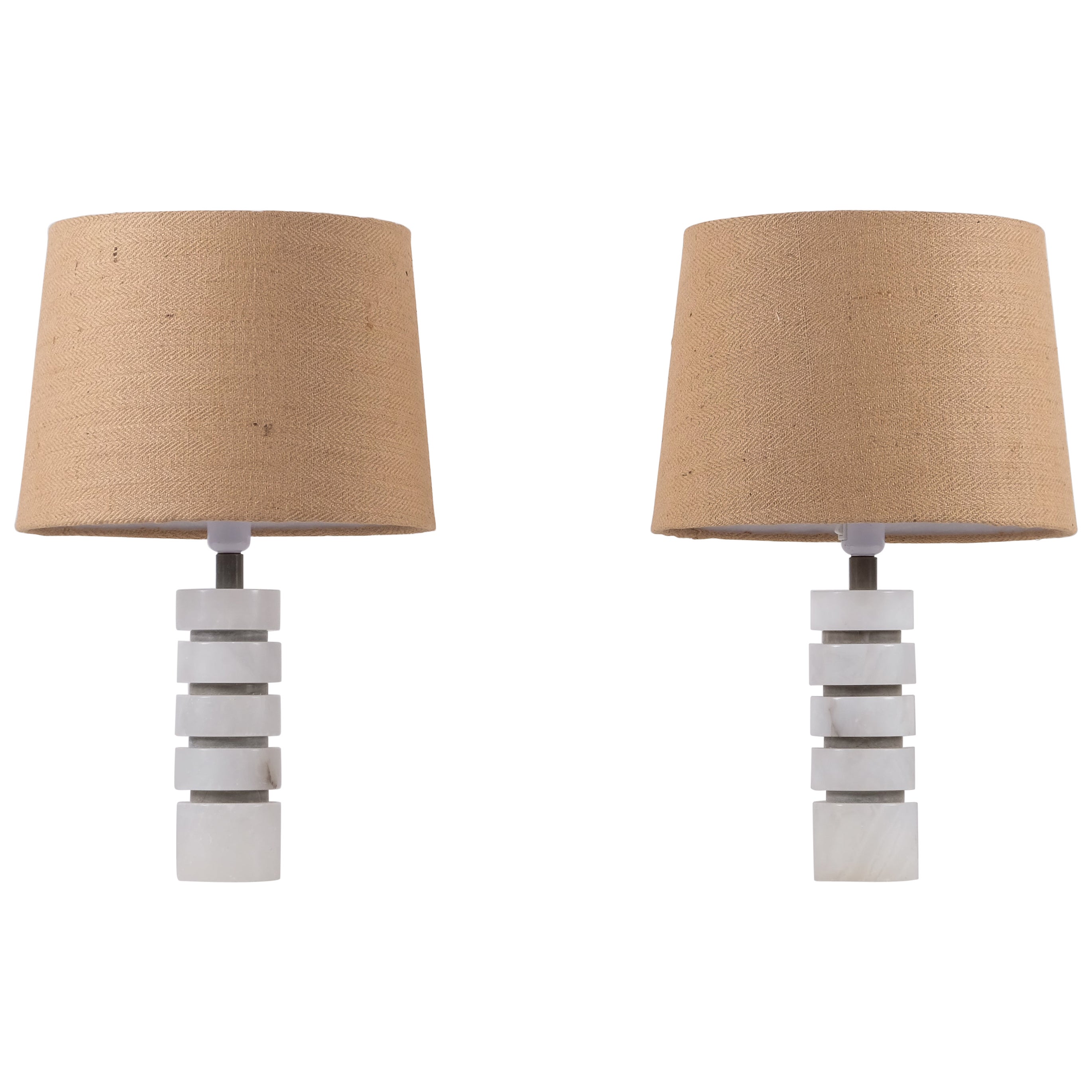 Pair of marble table lamps, Sweden, 1970s