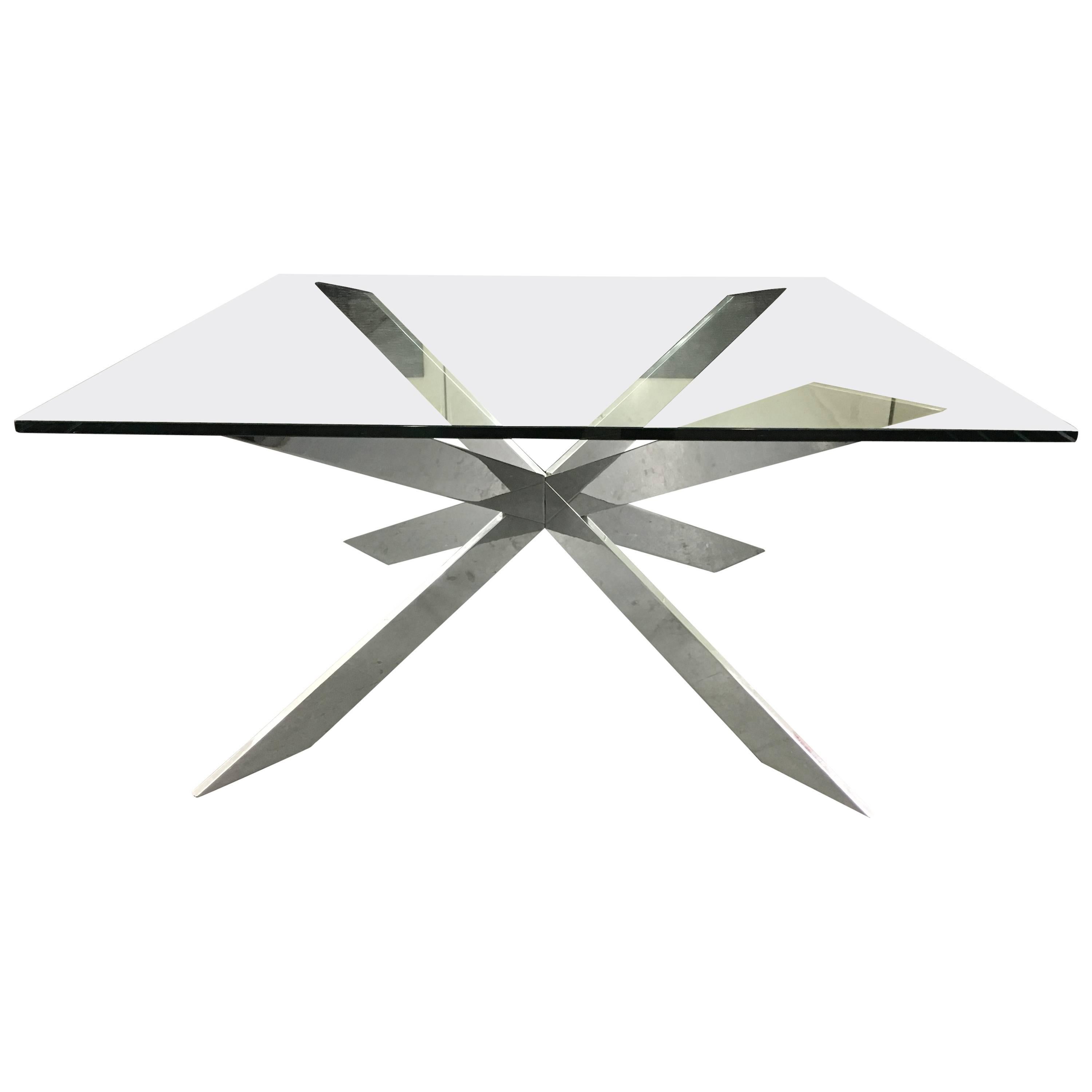 Chrome and Glass Pace Cocktail Table For Sale