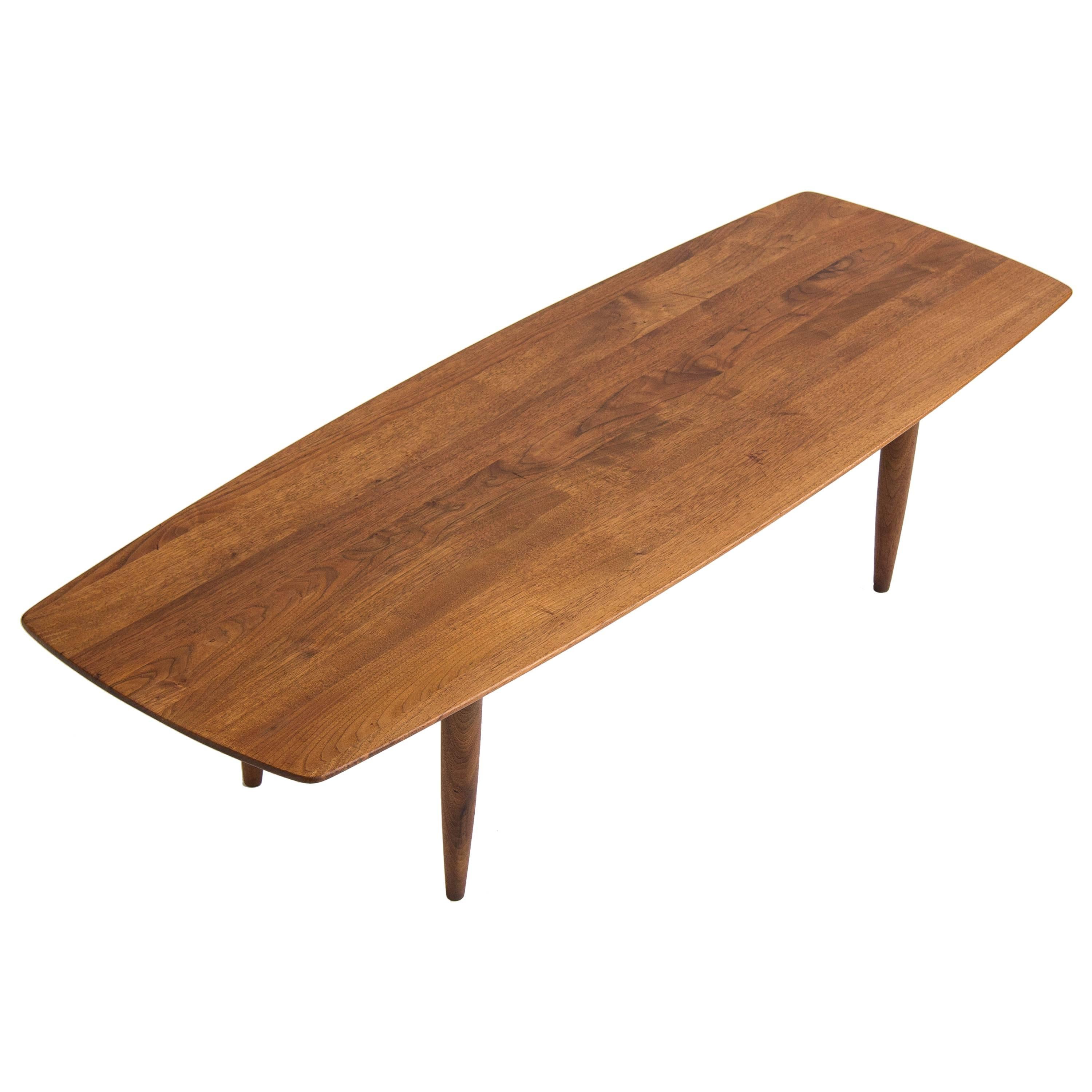 Solid Walnut Surfboard Coffee Table by Prelude