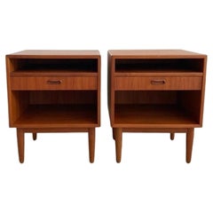 mid century Danish teak single drawer nightstands by Arne Vodder for Falster