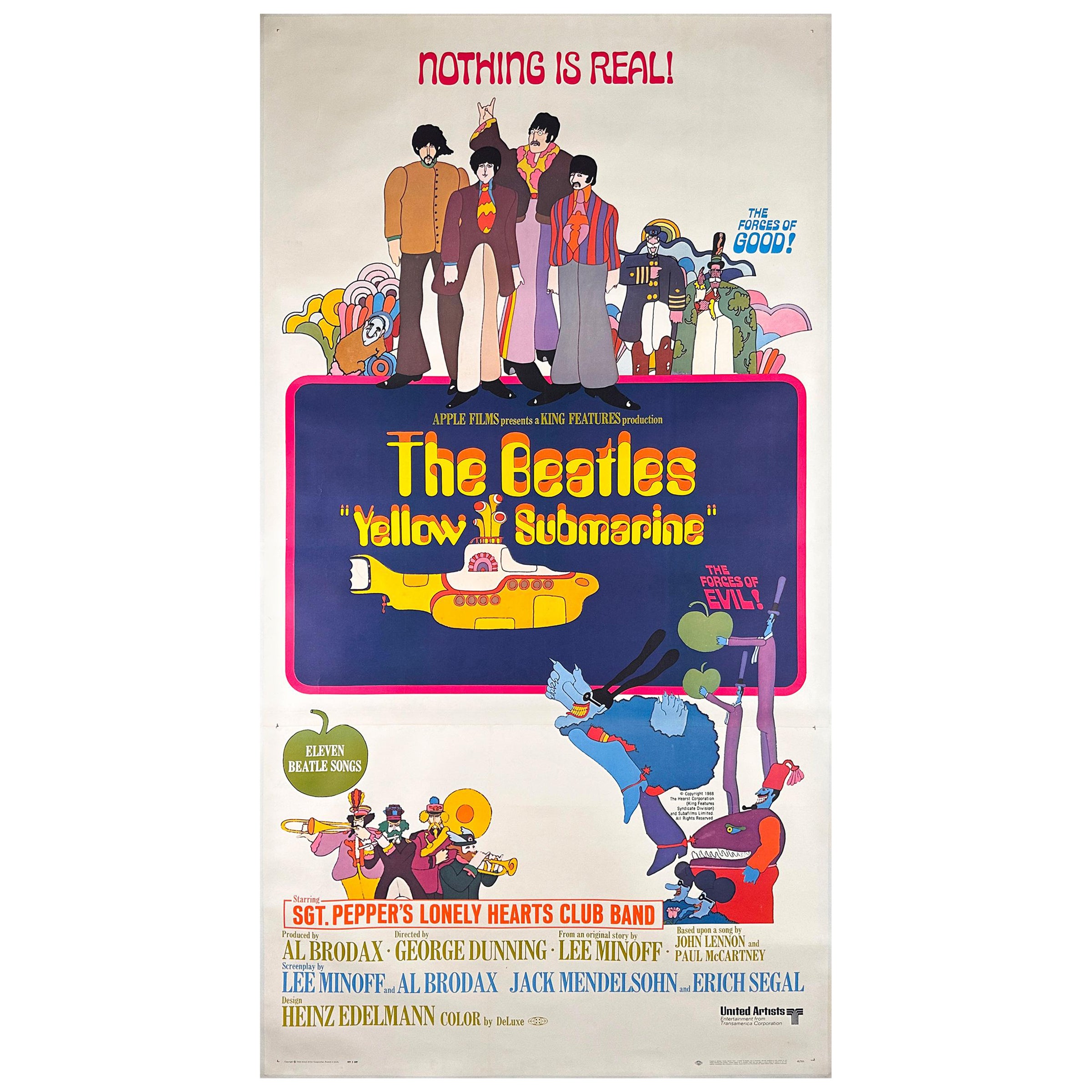 Yellow Submarine The Beatles 1968 US 3 Sheet Film Poster, Heinz Edelmann