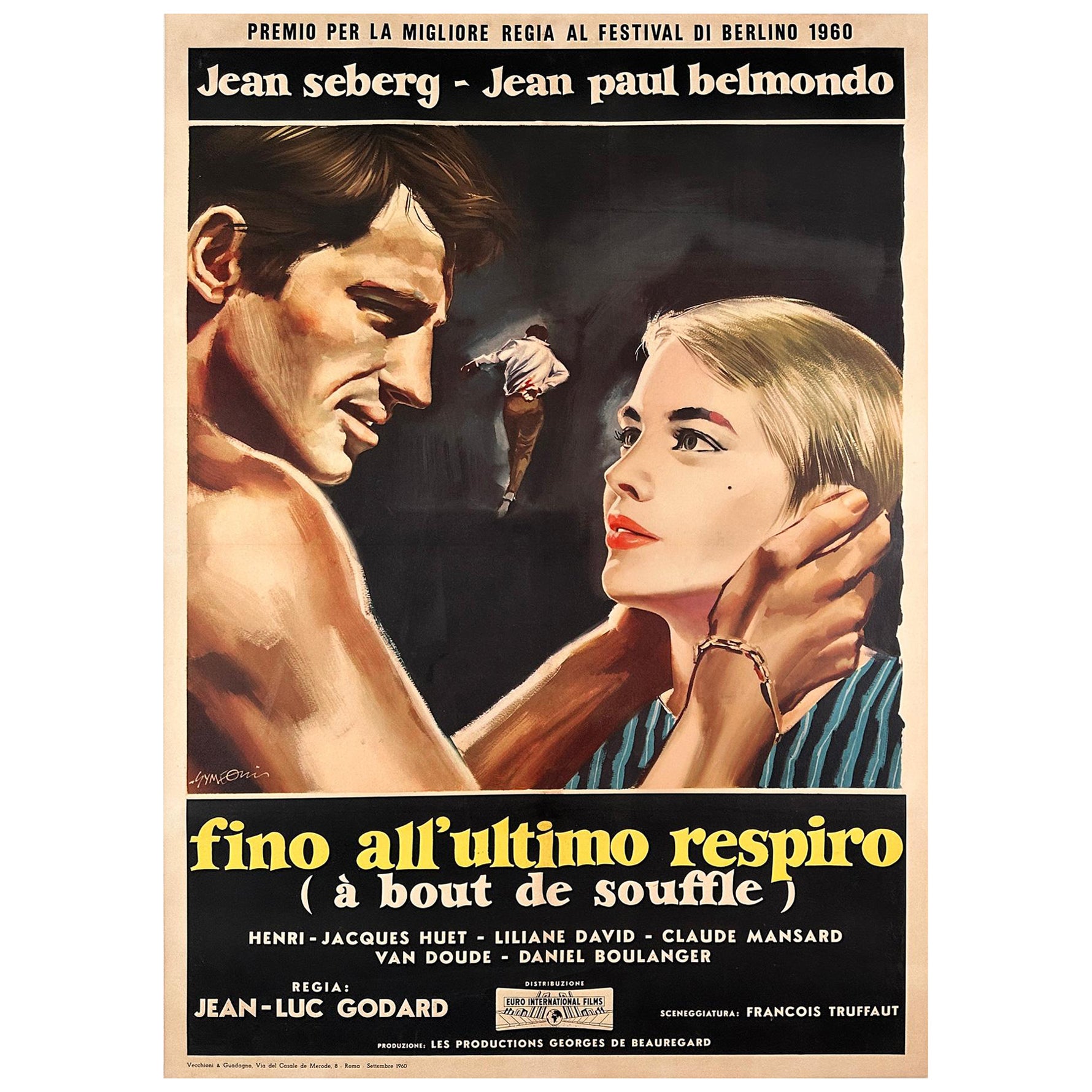A Bout De Souffle 1960 Manifesto cinematografico italiano 2 Foglio, Sandro Symeoni