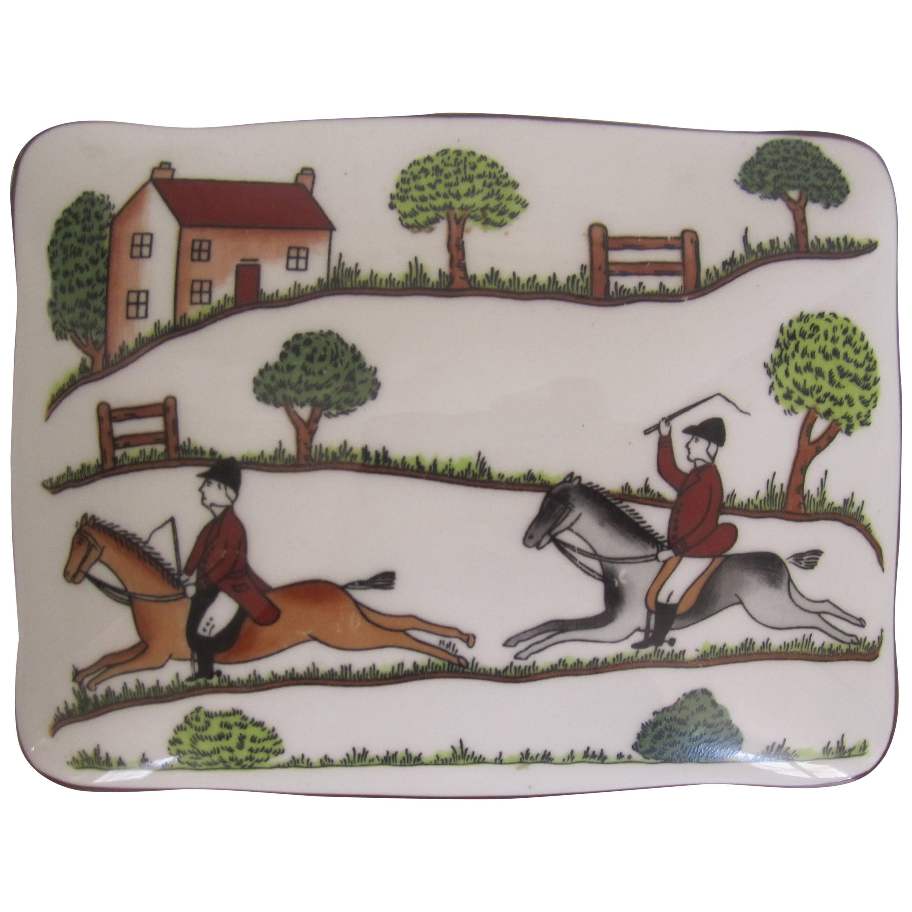 Equestrian Horse Hunting Scene Box in the Style of Hermès