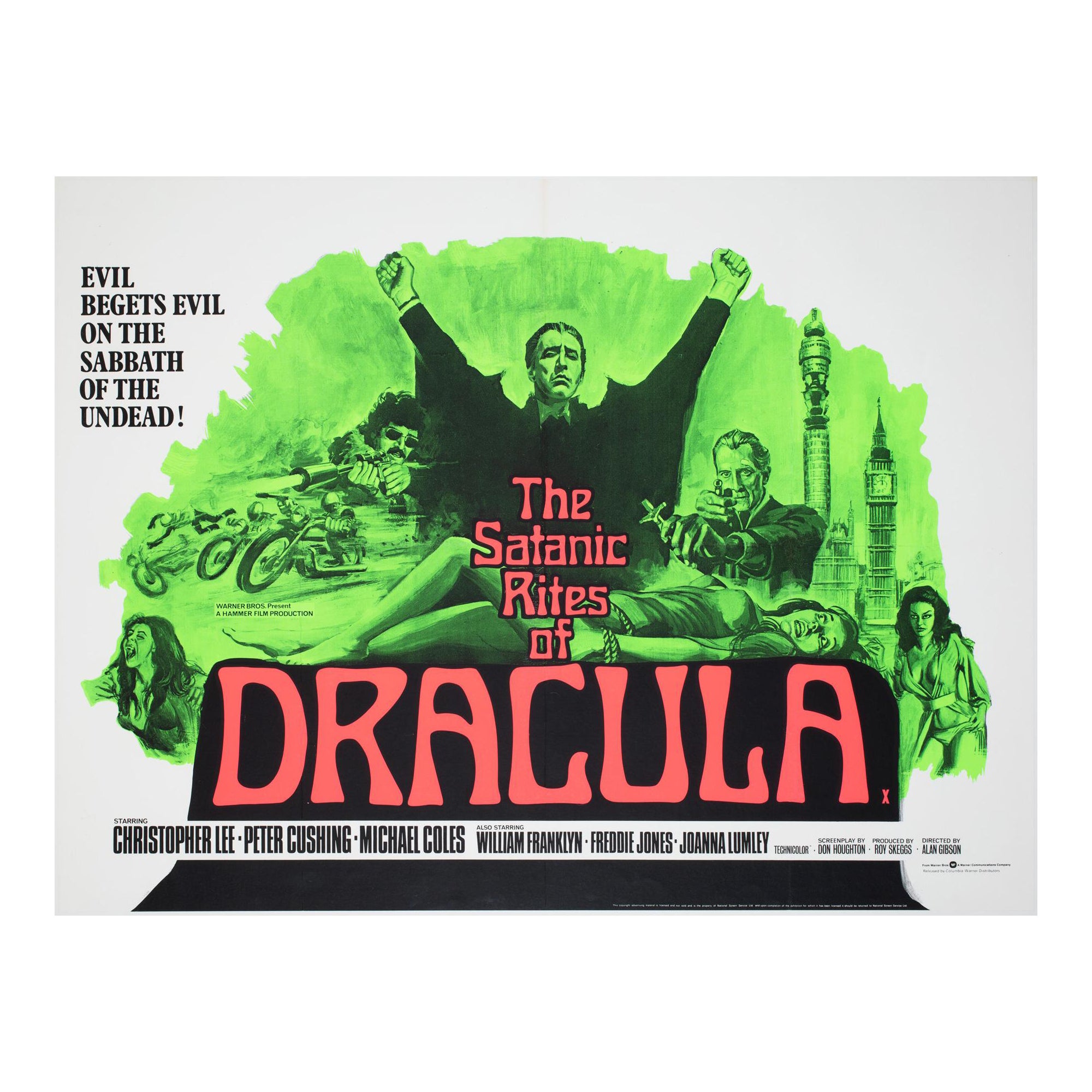The Satanic Rites of Dracula 1973 UK Quad Film Poster For Sale