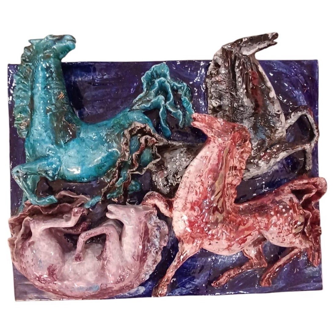 Ceramic wall sculpture depicting a rare horses from SAN POLO VENEZIA