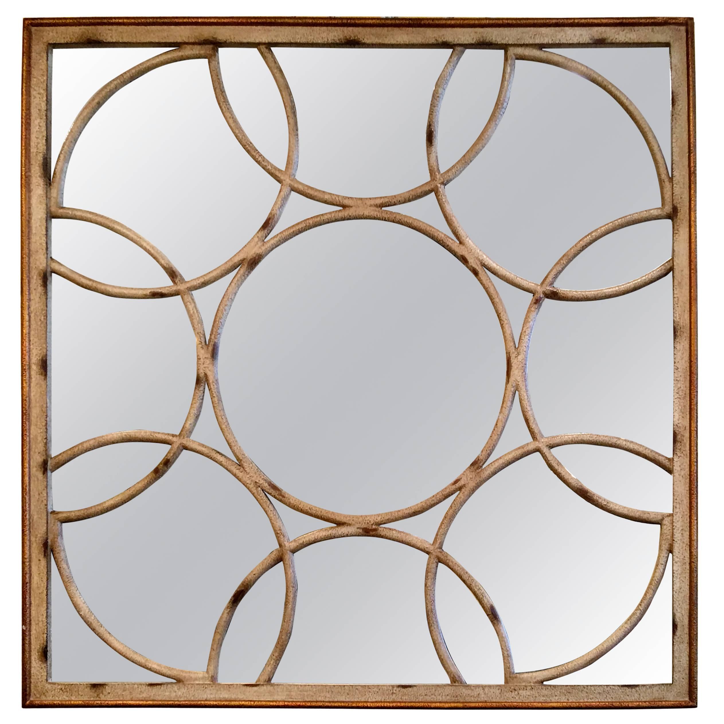 American Faux Bamboo Painted Wooden Mirror, circa 1960