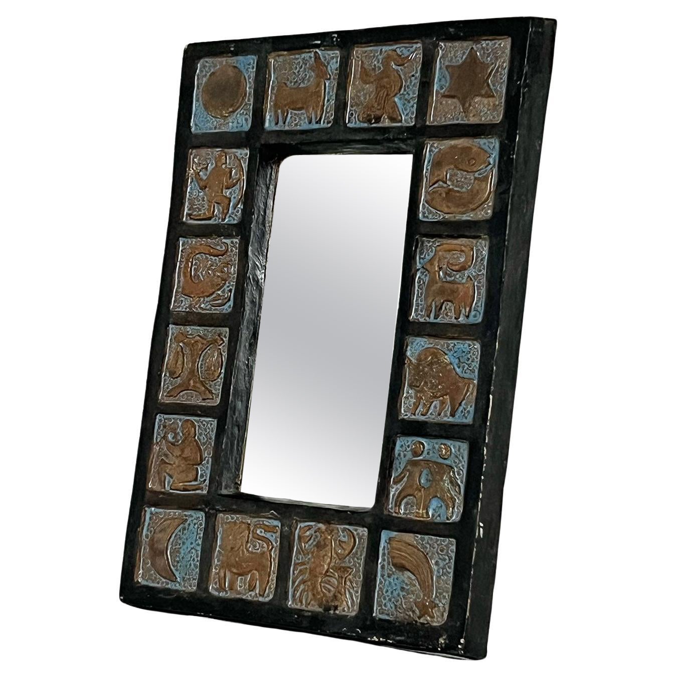 Scandinavian Modern, Rare, Zodiac Mirror by Lars Bergsten, Sweden