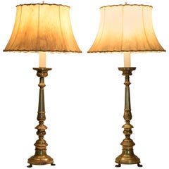 Candelieri italiani neoclassici in ottone come lampade da tavolo, 1840 circa