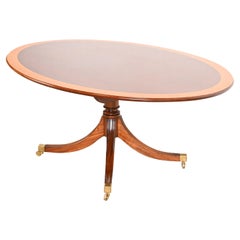 Baker Furniture Style English Georgian Banded Mahogany Flip Top Dining Table