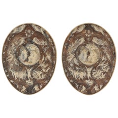 Two English Antique ‘Milton’ Shields in the Style of Elkington