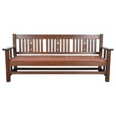 Limbert Antique Mission Oak Arts & Craft Settle Sofa, Circa 1900