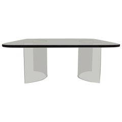Solid Plate Glass Top Glass Base Coffee Table