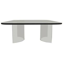 Solid Plate Glass Top Glass Base Coffee Table 8
