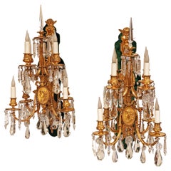 V. Paillard & Baccarat, Coppia di lampade da parete, Francia, circa 1870