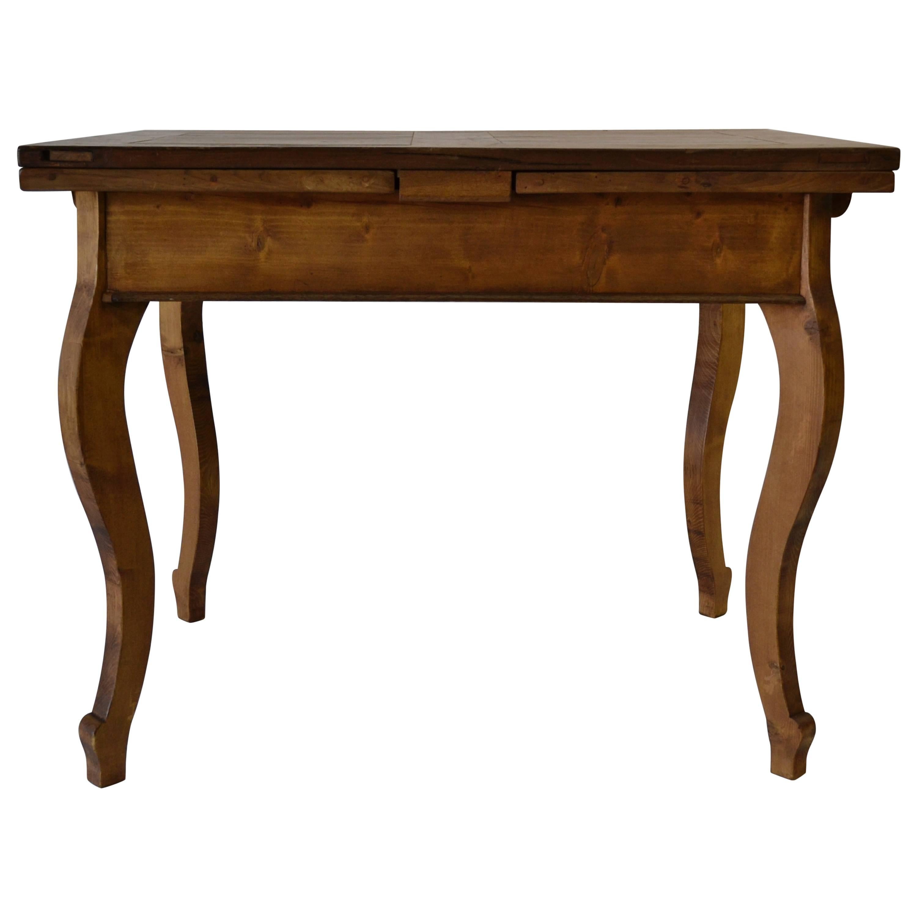 Pine and Chestnut Cabriole Leg Draw Leaf Table