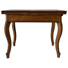 Antique Pine and Chestnut Cabriole Leg Draw Leaf Table