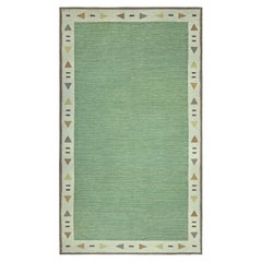 Doris Leslie Blau Mid-20th Century Green Swedish Flat-Woven Rug